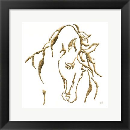 Framed Gilded Stallion on White Print