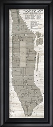 Framed New York Parks Map Vertical Print