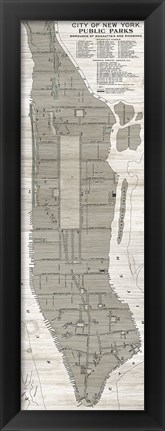 Framed New York Parks Map Vertical Print