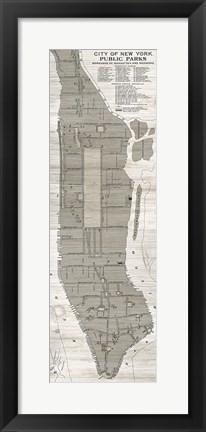 Framed New York Parks Map Vertical Print