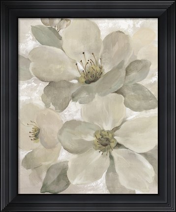 Framed White on White Floral I Crop Neutral Print