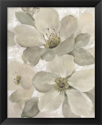 Framed White on White Floral I Crop Neutral Print