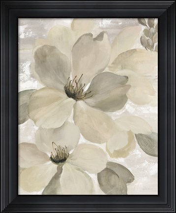 Framed White on White Floral II Crop Neutral Print