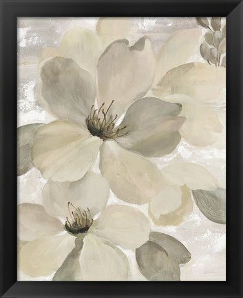 Framed White on White Floral II Crop Neutral Print