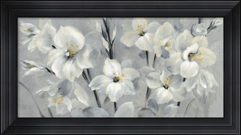 Framed Flowers on Gray Print