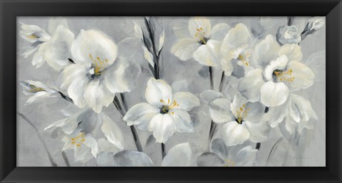 Framed Flowers on Gray Print