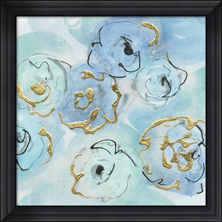 Framed Gold Edged Teal II Print