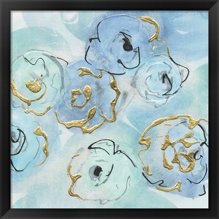 Framed Gold Edged Teal II Print