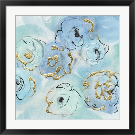 Framed Gold Edged Teal II Print