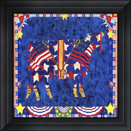 Framed American Folk Art Cow Print