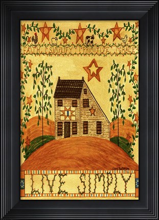 Framed Live Simply Folk Art Garden Flag Print