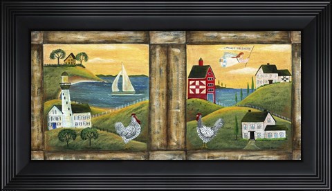 Framed Peace On Earth Country Chicken Rooster Print