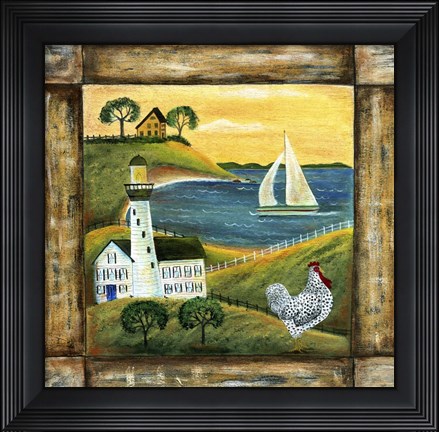 Framed Peace On Earth Country Chicken Rooster Square Print