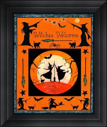 Framed Witches Welcome Flag Print