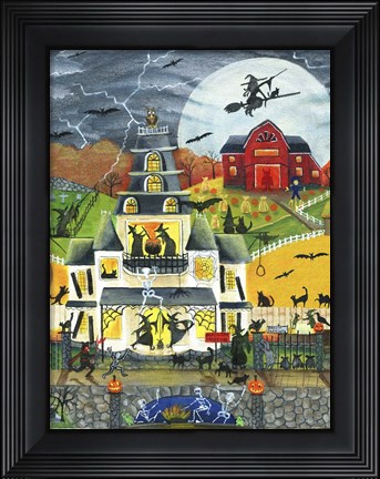Framed Black Cat Crossing Print