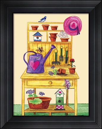 Framed Garden Bench Print
