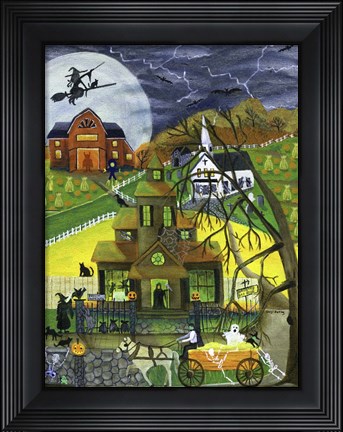 Framed Haunted Hay Ride By Witch House Print