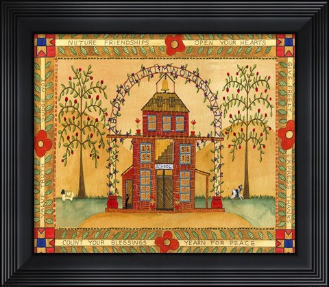 Framed School House Blessings Nurture Friendships Print