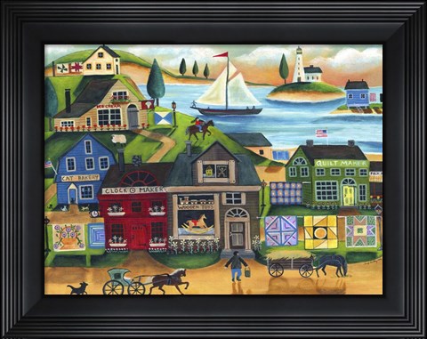 Framed Seaside Harbor Print