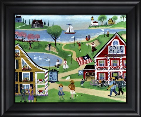 Framed Folk Art Golf Putt Putt Inn Print