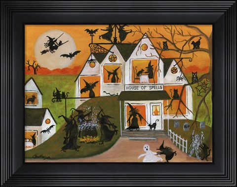 Framed Halloween Witch House Of Spells Print