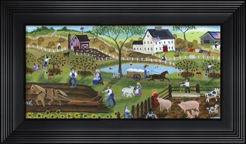 Framed Old Tyme Americana Country Farmyard Print