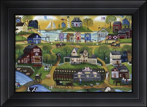 Framed Pigasso Folk Art Farm Print