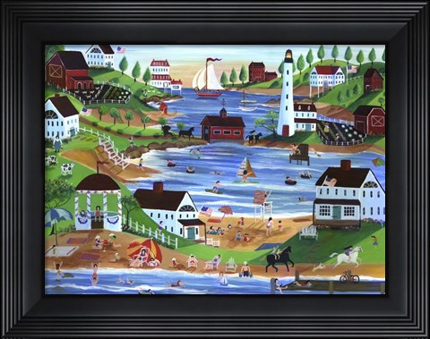 Framed Summertime Fun Oceanside Village Print