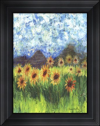 Framed Sunflower Mountain Garden Flag Print