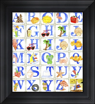 Framed Alphabet Seaweed Blocks Print