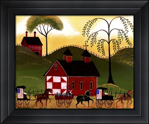 Framed 4th July Horse Wagon Parade Print