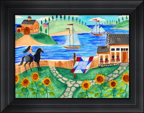 Framed Cottage By The Sea Print