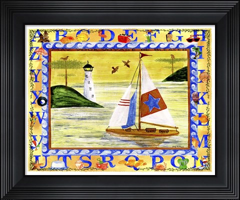 Framed Sailboat Sunset Alphabet Beach Print