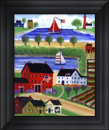Framed Seaside Village Print