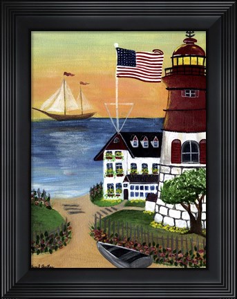 Framed Sunset Lighthouse Print