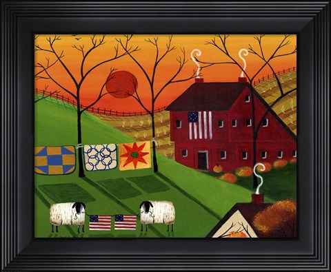 Framed Americana Sunrise Sheep Print