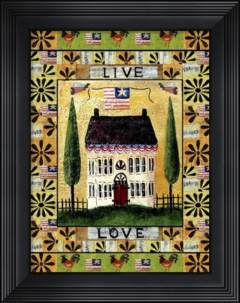 Framed American Flag Angel Live Love Print