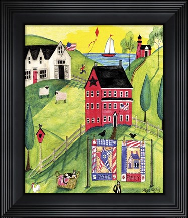 Framed Faith Family Red Farmhouse Print