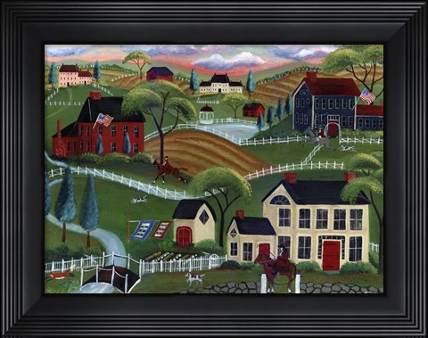 Framed Old English Sunrise Fox Run Print