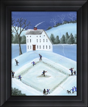 Framed Snow Ball Baseball Print