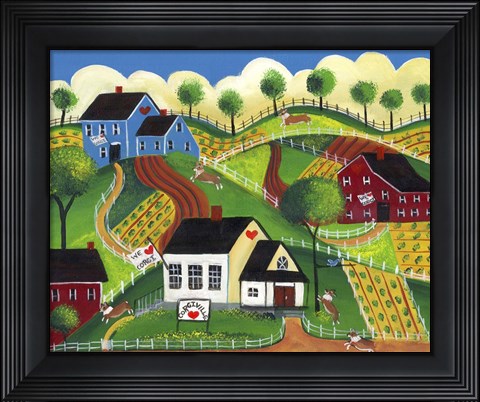 Framed Corgiville Print