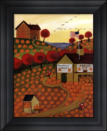 Framed Americana Pumpkin Valley and Homemade Pie Print
