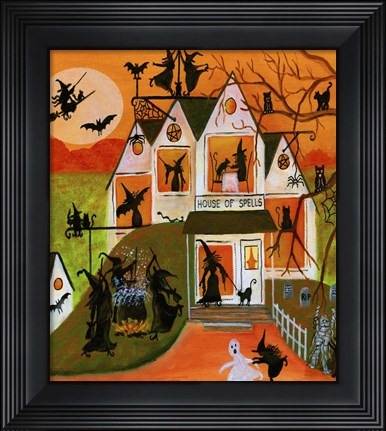 Framed Halloween House of Spells Print