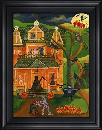 Framed Halloween Skull House Print