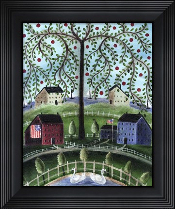 Framed American Salt Box Village Print