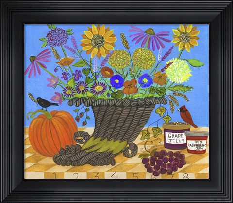 Framed Cornucopia Thanksgiving Sampler Bouquet Lang 2017 Print