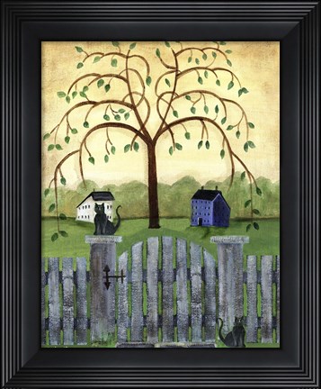 Framed Couintry Cats under Willow Tree Print