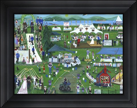 Framed Folk Art Wedding Party Print