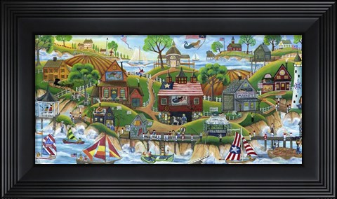 Framed Mermaid Village by the Sea Print