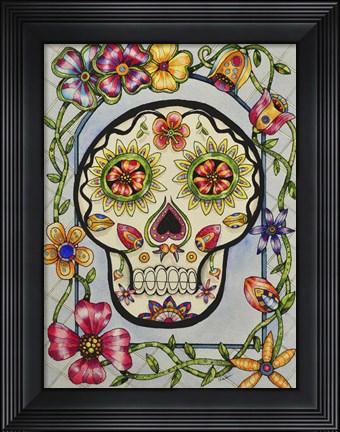 Framed Dia de los Muerton con Flores Print